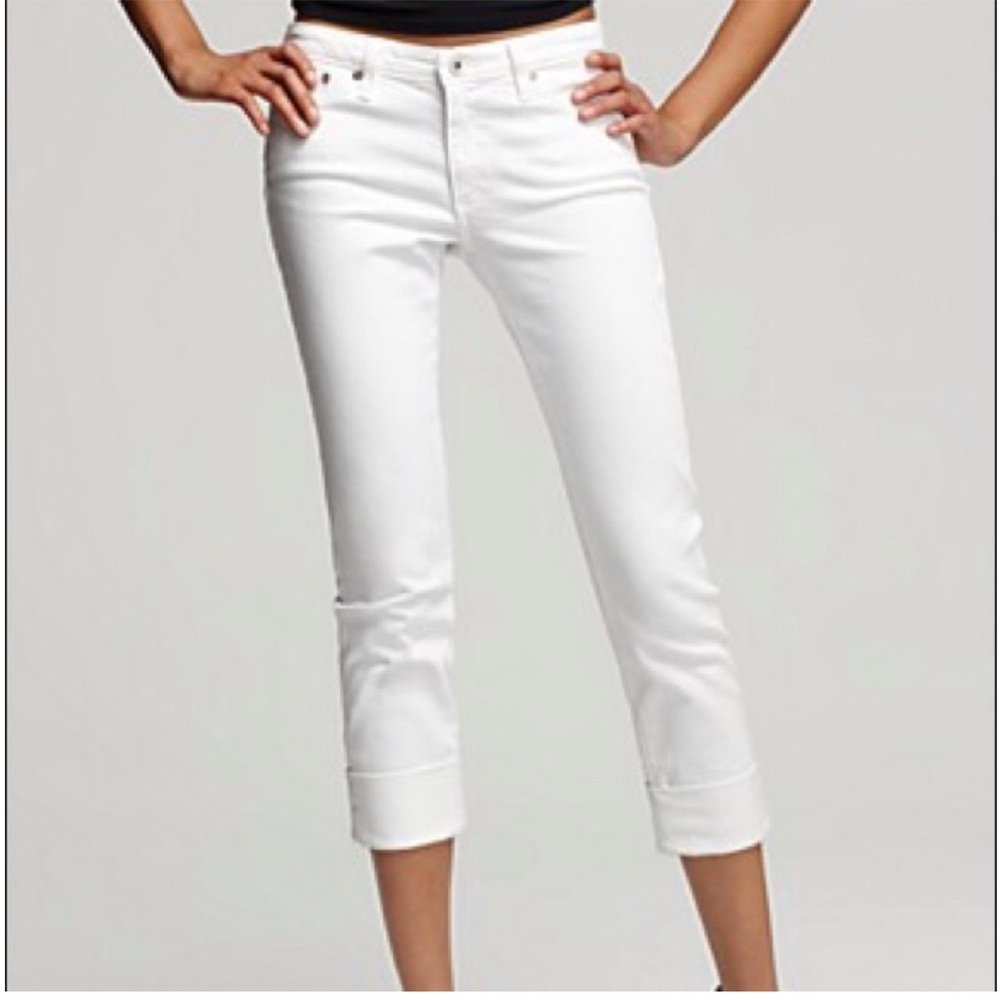 AG Adriano Goldschmied Premier Cuff Crop White Jeans -Size 25
